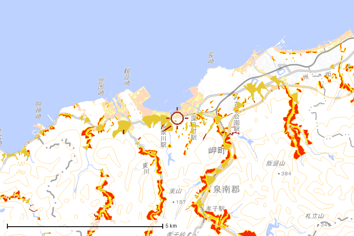 岬町周辺のハザード重ね図