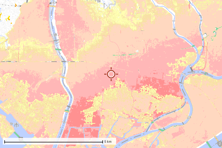 尼崎市周辺のハザード重ね図
