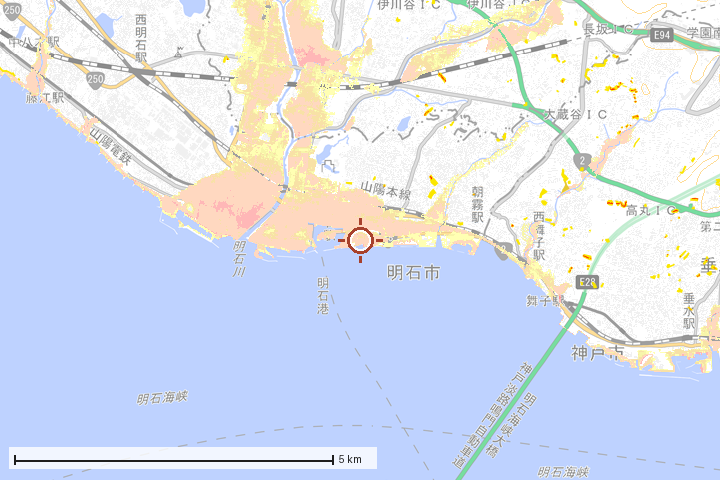 明石市周辺のハザード重ね図