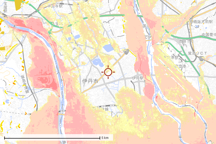 伊丹市周辺のハザード重ね図