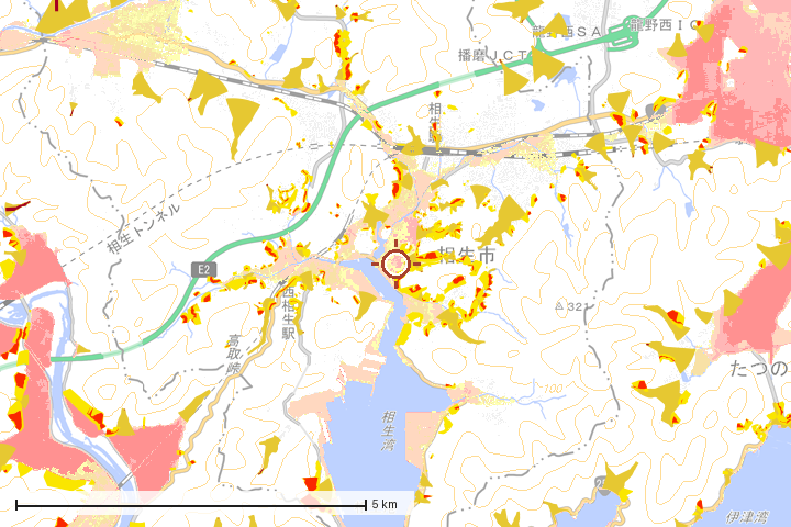 相生市周辺のハザード重ね図