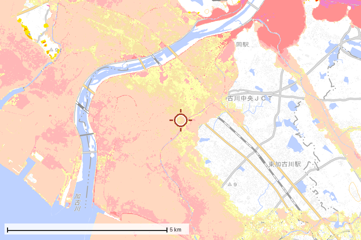 加古川市周辺のハザード重ね図