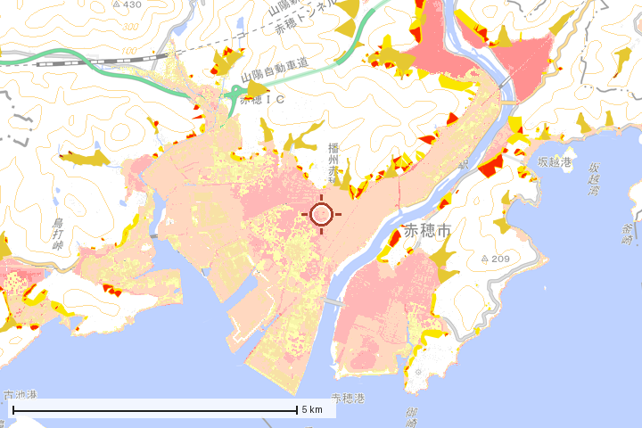 赤穂市周辺のハザード重ね図