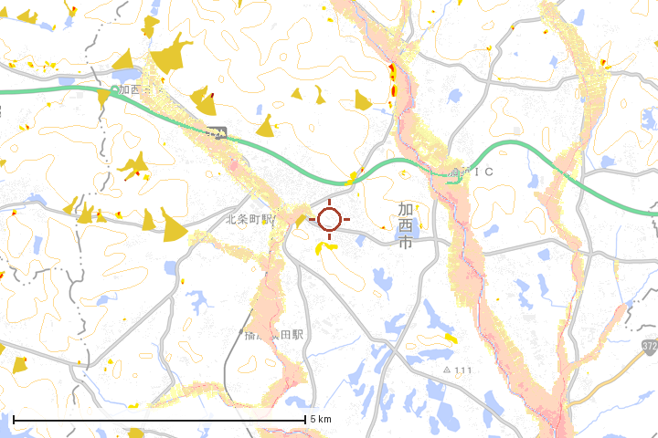 加西市周辺のハザード重ね図