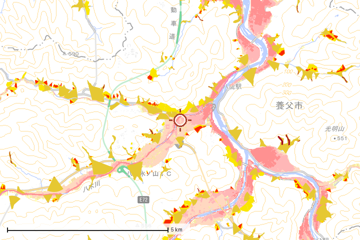 養父市周辺のハザード重ね図