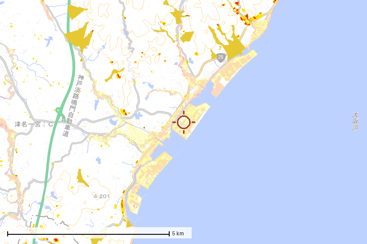 淡路市周辺のハザード重ね図
