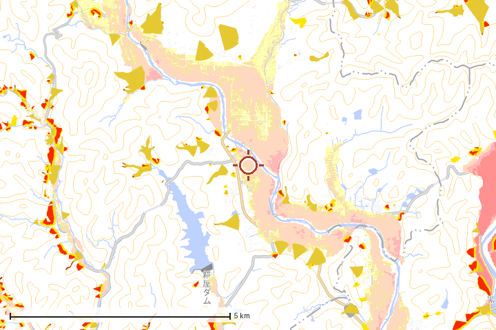 多可町周辺のハザード重ね図