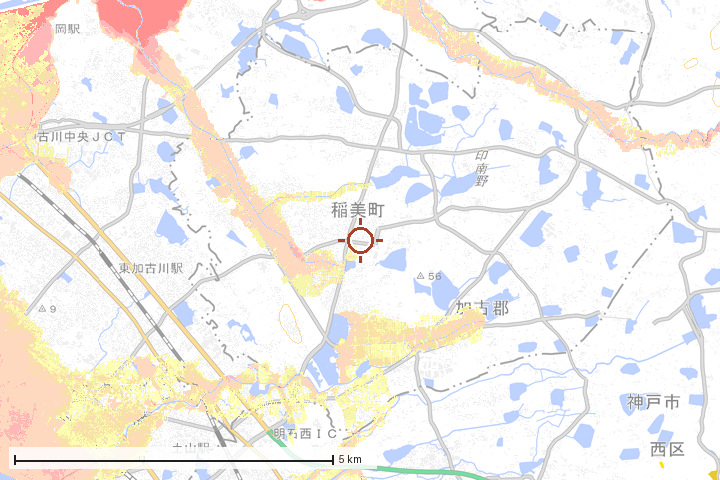 稲美町周辺のハザード重ね図
