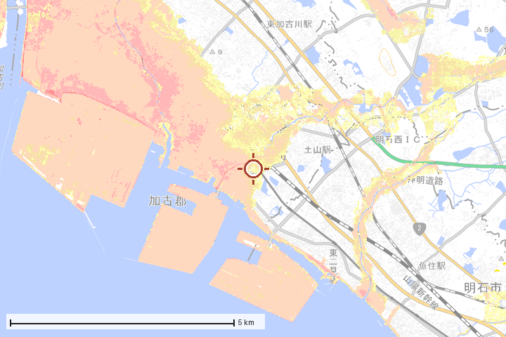 播磨町周辺のハザード重ね図