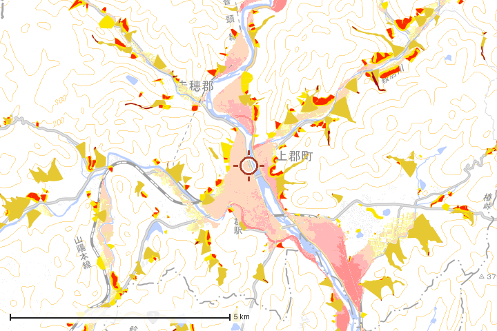 上郡町周辺のハザード重ね図