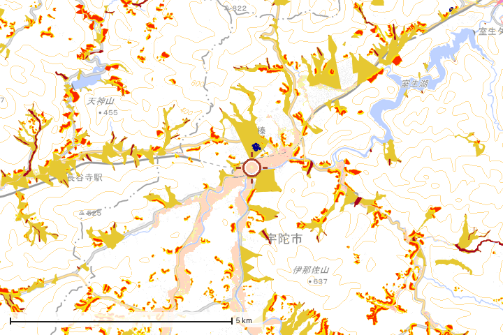 宇陀市周辺のハザード重ね図