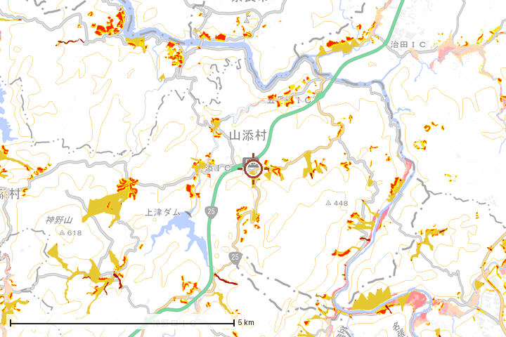 山添村周辺のハザード重ね図