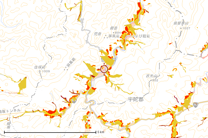 曽爾村周辺のハザード重ね図
