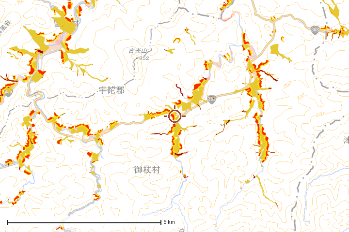 御杖村周辺のハザード重ね図