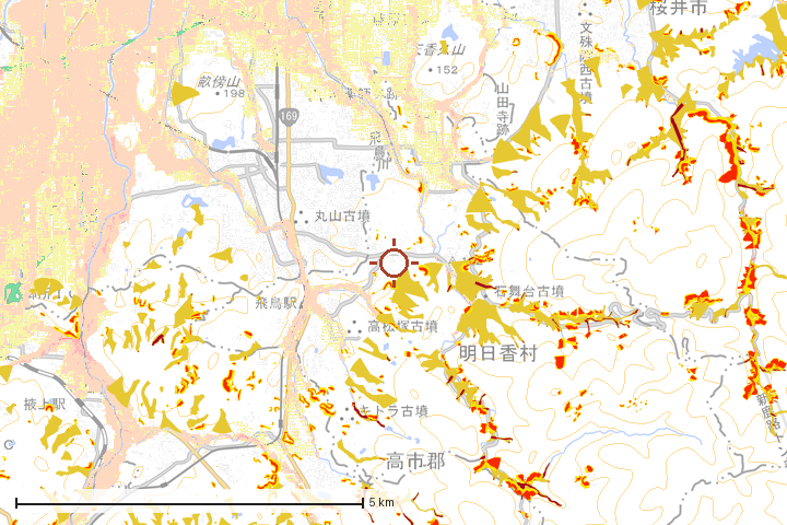 明日香村周辺のハザード重ね図