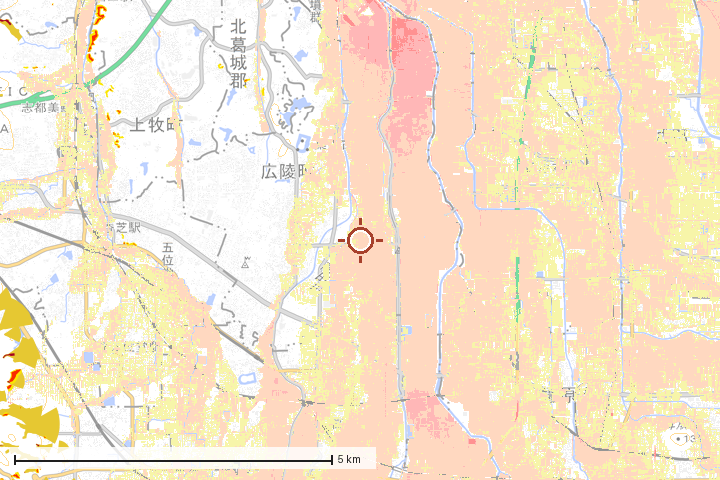 広陵町周辺のハザード重ね図