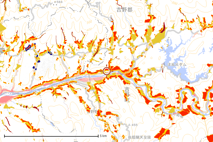 吉野町周辺のハザード重ね図