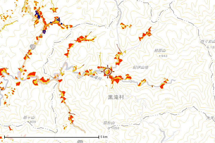 黒滝村周辺のハザード重ね図