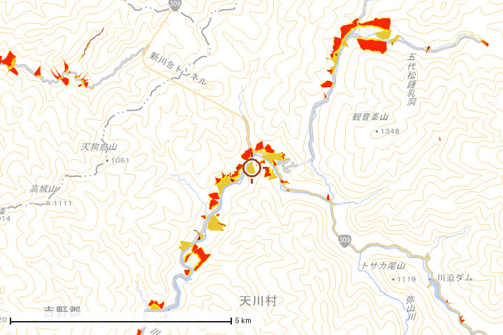 天川村周辺のハザード重ね図