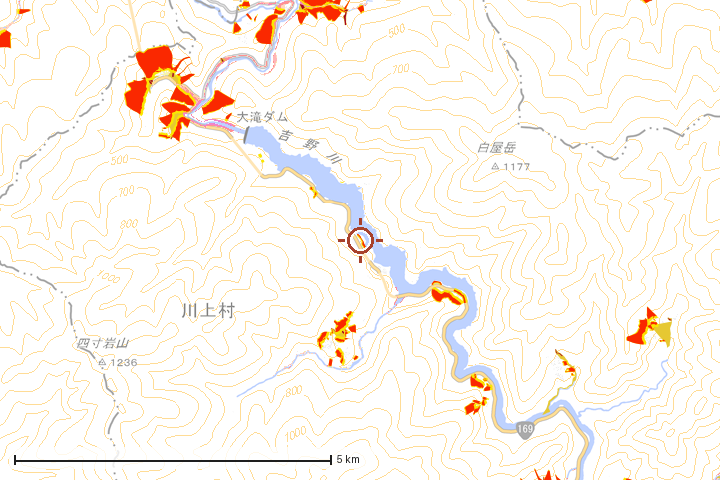 川上村周辺のハザード重ね図