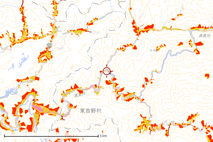 東吉野村周辺のハザード重ね図
