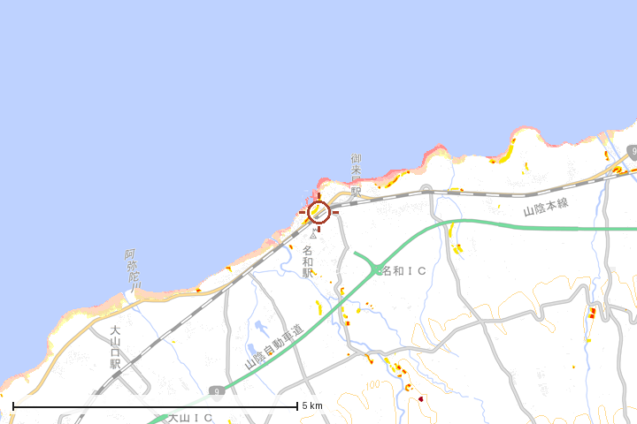 大山町周辺のハザード重ね図
