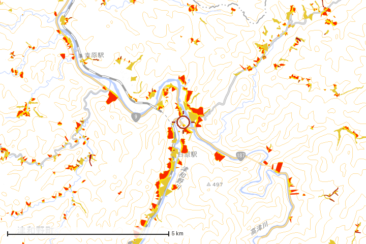 津和野町周辺のハザード重ね図