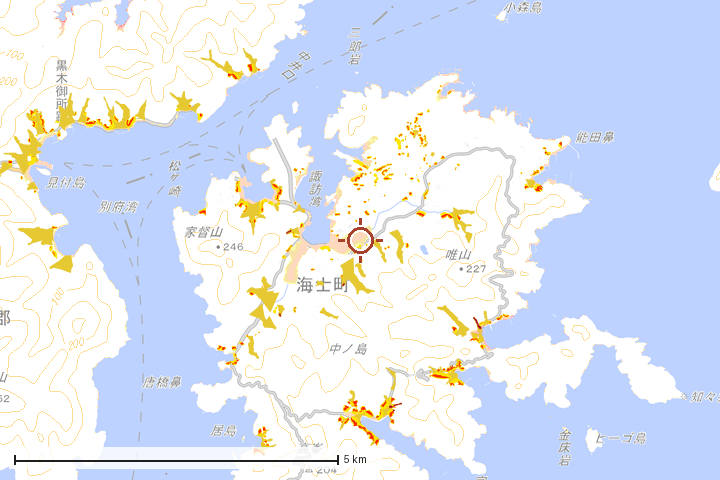海士町周辺のハザード重ね図