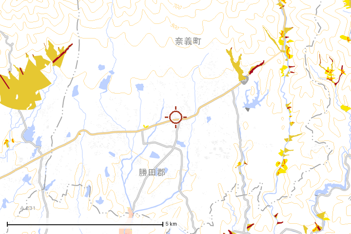奈義町周辺のハザード重ね図