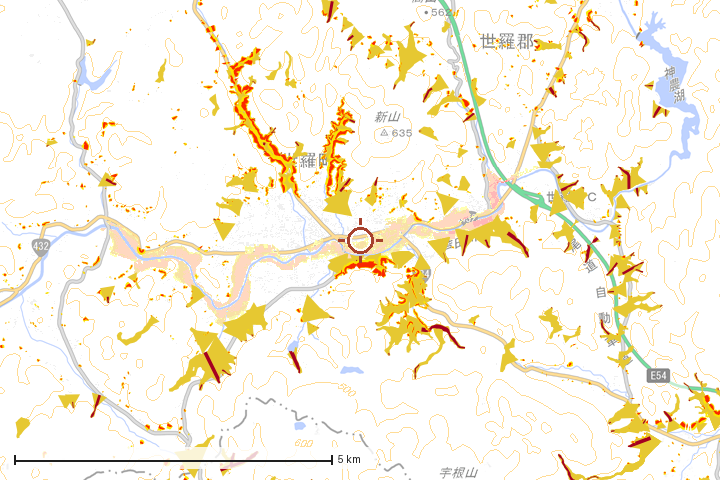 世羅町周辺のハザード重ね図