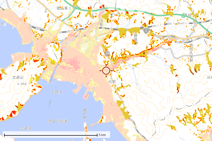 下松市周辺のハザード重ね図