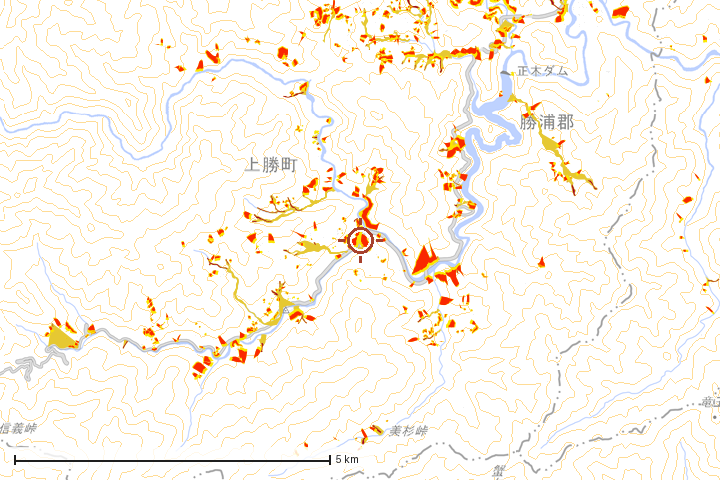 上勝町周辺のハザード重ね図