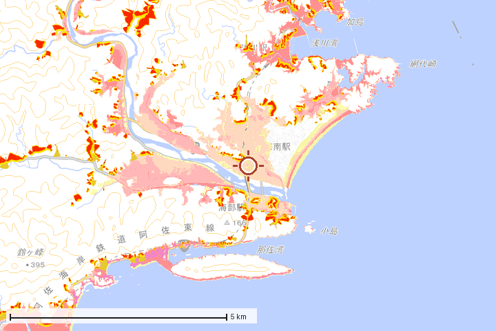 海陽町周辺のハザード重ね図