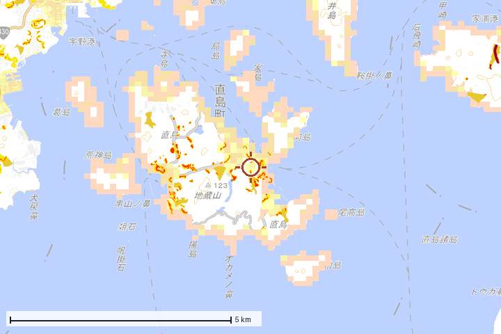 直島町周辺のハザード重ね図