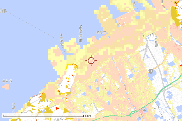 多度津町周辺のハザード重ね図