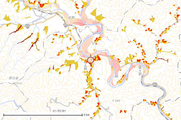 松野町周辺のハザード重ね図