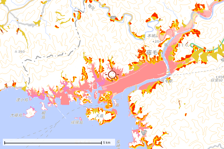 宿毛市周辺のハザード重ね図