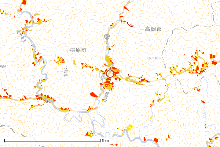 檮原町周辺のハザード重ね図