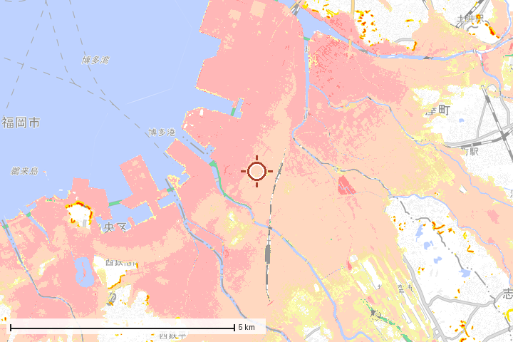 西区周辺のハザード重ね図