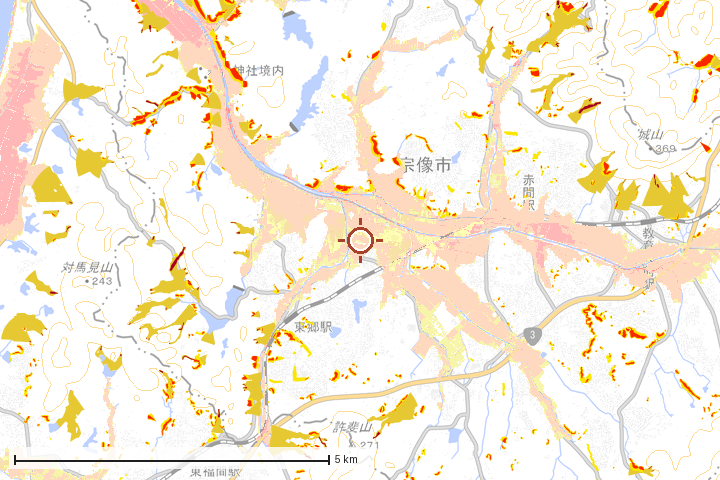 宗像市周辺のハザード重ね図