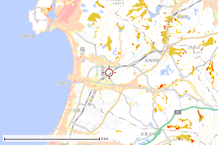 福津市周辺のハザード重ね図