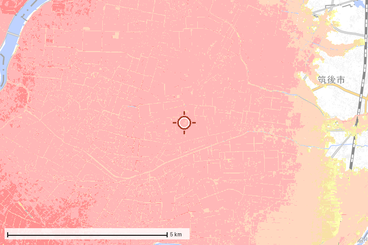 大木町周辺のハザード重ね図