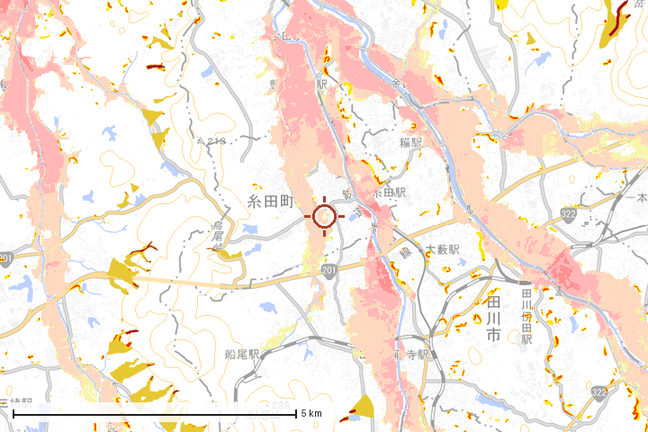 糸田町周辺のハザード重ね図