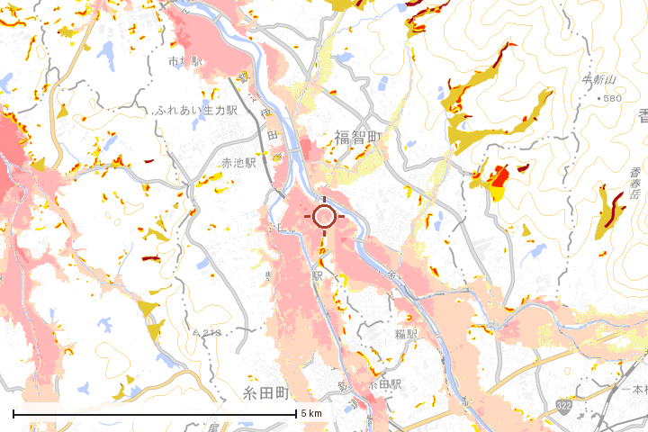 福智町周辺のハザード重ね図