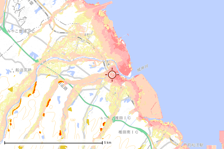 築上町周辺のハザード重ね図