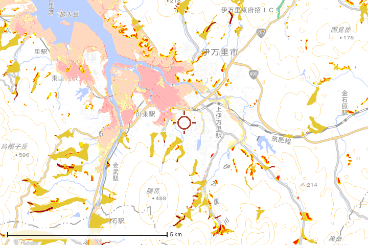 伊万里市周辺のハザード重ね図