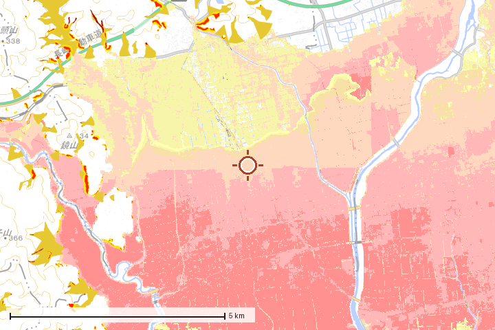 小城市周辺のハザード重ね図