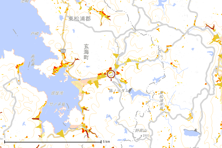玄海町周辺のハザード重ね図