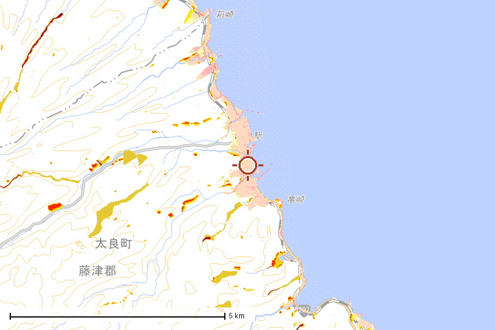 太良町周辺のハザード重ね図