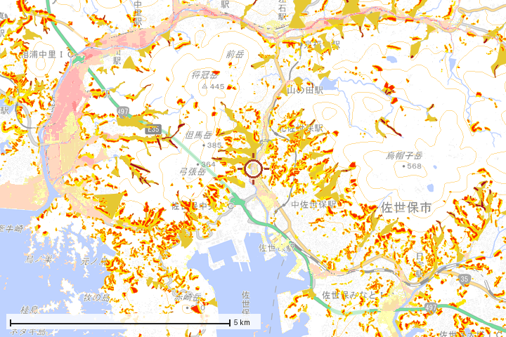 佐世保市周辺のハザード重ね図